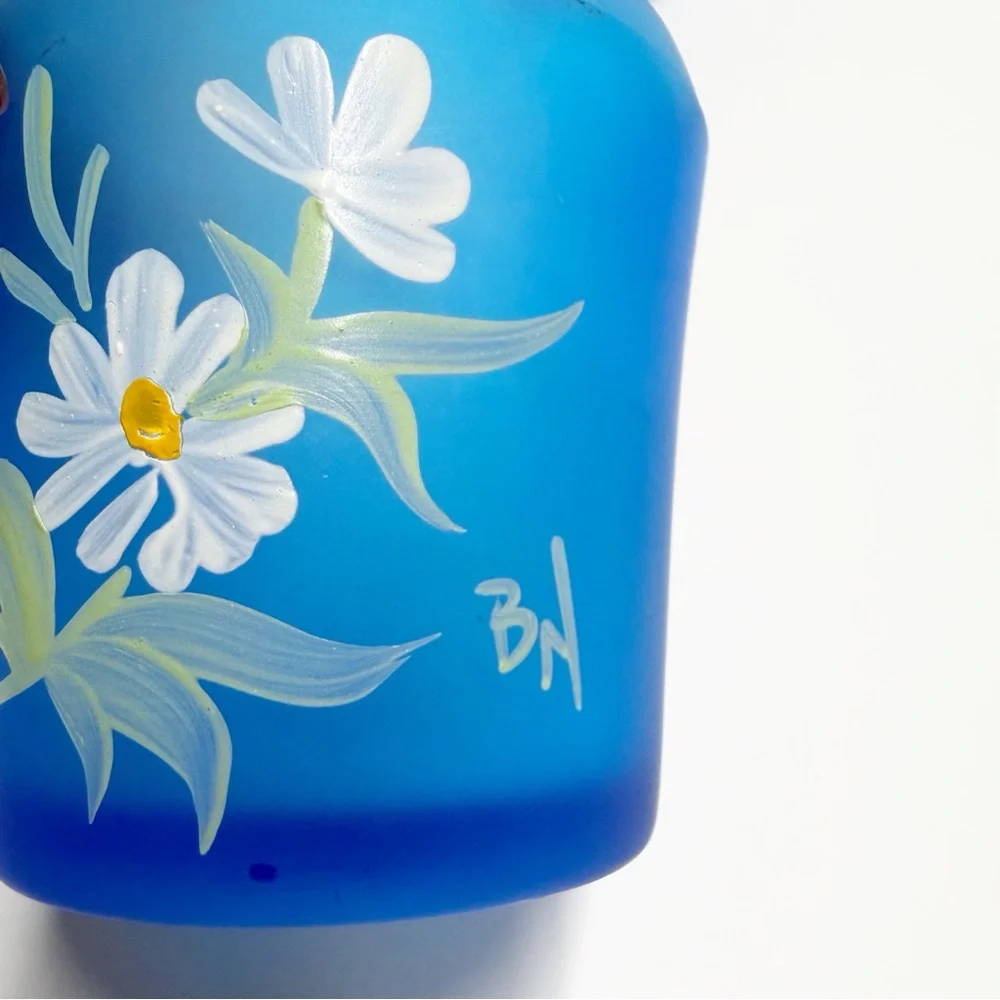 Vintage Hand Painted Daisy Floral Confederate Glass Votive Candle Holders